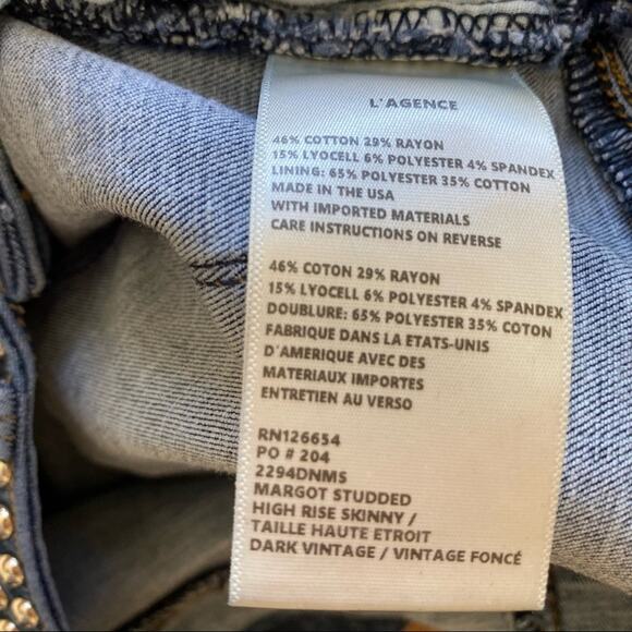 L’AGENCE Margot Studded High Rise Skinny Jeans - Picture 7 of 8
